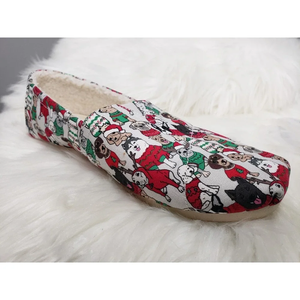 NEW NO BOX SIZE 8 TOMS Womens Flats Sweater Dogs Shoe Belmont  Christmas Holiday